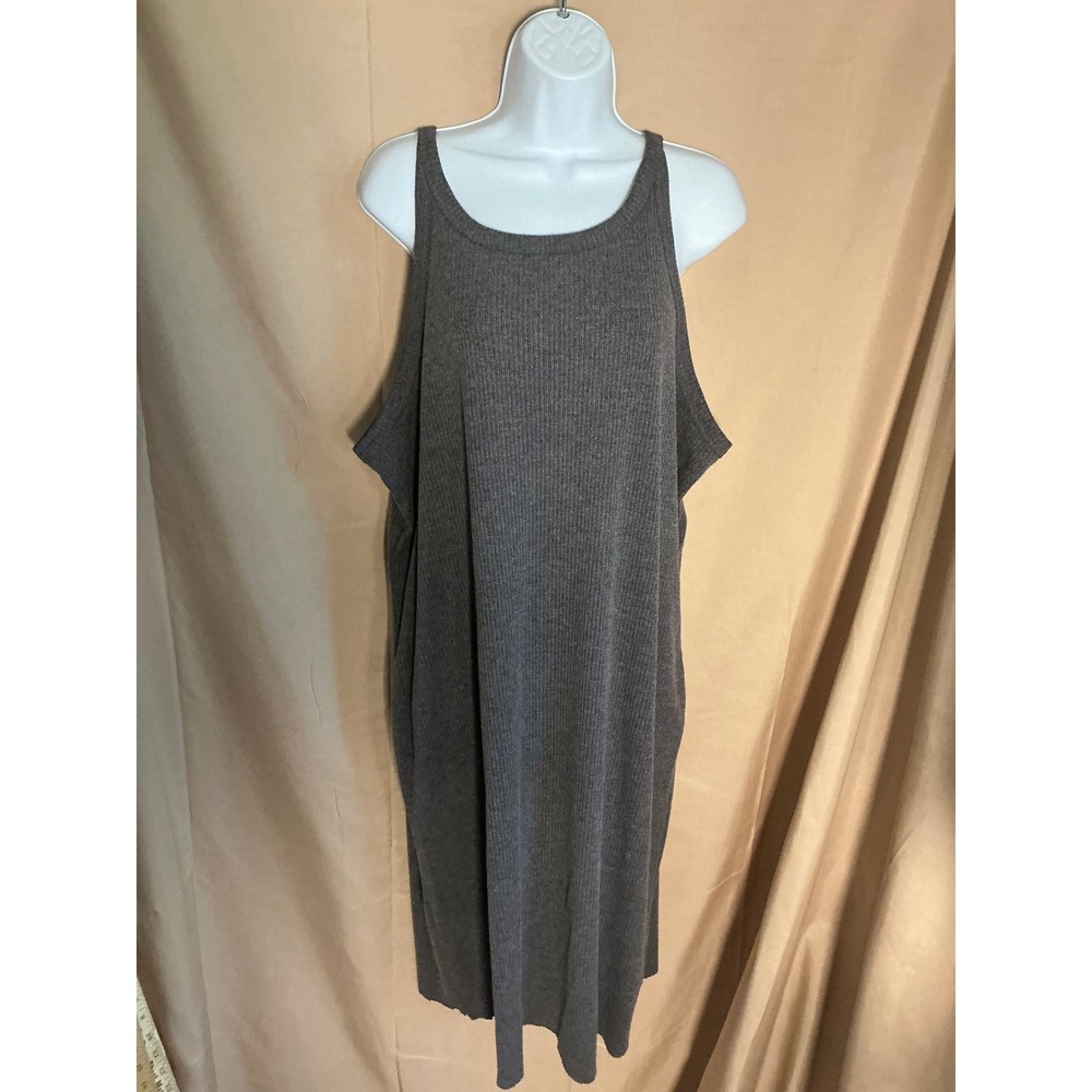 A New Day Ribbed Knit Midi Dress Women XXL brown  Excellent Sleeveless Shift